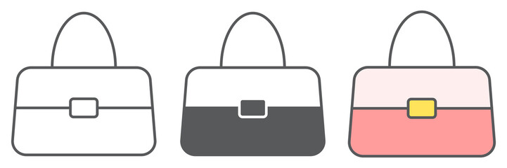 Poster - Handbag icon collection, accessory and glamour, women bag vector icon set, vector graphics, editable stroke outline sign, eps 10