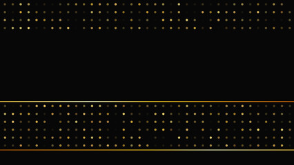 Poster - dark background with golden lines and glittering dots