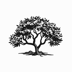 Poster - Black tree silhouette vector illustration nature plant forest design graphic art element isolated on white