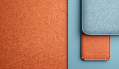 Aufkleber - Abstract Leather Texture in Blue and Orange Tones, Ideal for Product Presentation and Luxury Branding, Showcasing Material Quality and Sophisticated Style : Generative AI