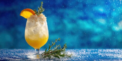 Aufkleber - Refreshing Tropical Cocktail With Orange Slice and Coconut Flakes, Ideal for Summer Promotions and Vacation Getaways : Generative AI
