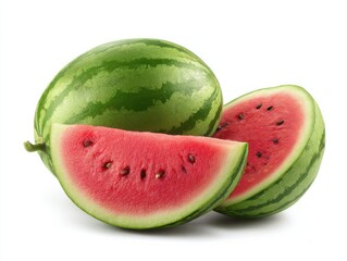 Poster - Fresh Watermelon Slices on White Background, Showcasing Summer Refreshment and Healthy Eating for Food Bloggers and Recipe Developers : Generative AI