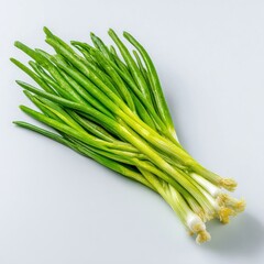 Aufkleber - Fresh Green Onions Bunch on White Background, Representing Healthy Eating and Culinary Ingredient : Generative AI