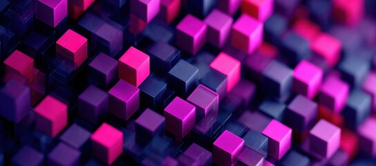 Poster - Abstract Arrangement of Pink and Gray Cubes, Representing Innovation and Technological Advancement in the Digital Transformation Era : Generative AI