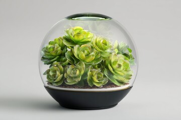 Poster - Succulent Plant Terrarium in Glass Dome, Symbolizing Growth and Sustainable Living, Perfect for Home Decor and Environmental Awareness Campaigns : Generative AI