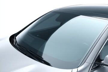 Poster - Modern Silver Car Windshield on White Background, Showcasing Automotive Innovation and Transportation Technology : Generative AI