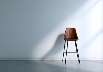 Aufkleber - Minimalist Interior With Leather Bar Stool Against White Wall, Showcasing Modern Furniture and Home Improvement : Generative AI