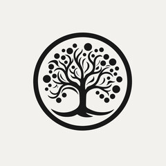Poster - Tree of life vector illustration circle design black and white graphic nature symbol logo concept abstract art silhouette
