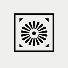 Poster - Black white flower geometric pattern design square frame art print minimal modern simple clean graphic decor silhouette