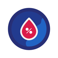 Poster - Abstract water drop icon with percentage symbol in blue and red