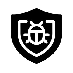 Poster - Antivirus shield icon, black and white, for digital safety