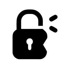 Poster - Broken padlock icon, security breach symbol, for websites and apps