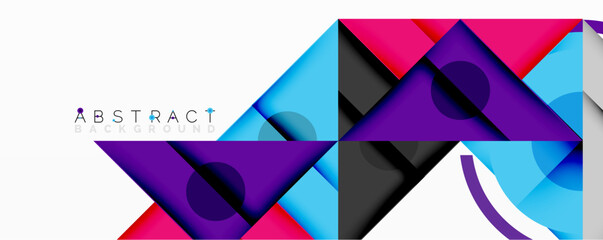 Aufkleber - Geometric shapes overlap, creating vibrant abstract composition. Purple, pink, blue dominate design. Modern aesthetic.