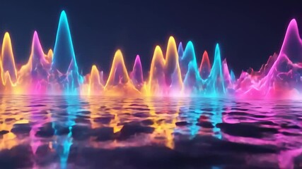 Poster - Vibrant Abstract Glowing Sound Waves: Dynamic Motion Background with Colorful Energy