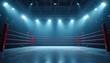 © Maryna - Empty wrestling ring corner. Dramatic spotlight creates intense mood. Sports venue stage ready for boxing match or wrestling competition. Photo suitable for event promotion.