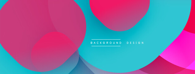 Aufkleber - Abstract vibrant design. Overlapping circles create dynamic color gradients. Pink, turquoise hues dominate composition. Modern aesthetic.