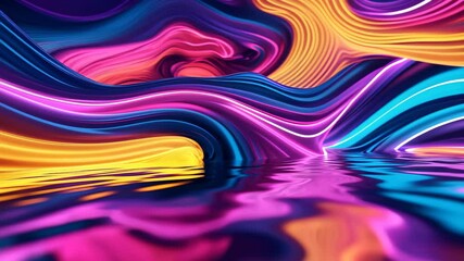 Poster - Colorful Neon Wave Background: A Dynamic Abstract Seamless Loop for Modern Visuals
