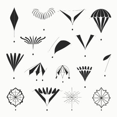 Poster - Collection of abstract kites designs black and white kite art kite illustration kite graphic kite pattern kite silhouette