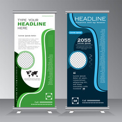 Wall Mural - roll up banner vertical template design, for brochure, business, flyer, stand banner. modern x-banne