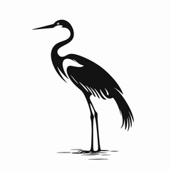 Poster - Black heron silhouette vector illustration bird wildlife nature animal design graphic art minimal elegant style