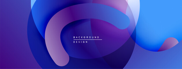 Poster - Abstract fluid shapes overlap, creating vibrant purple, blue gradients. Modern design evokes movement, depth, visual interest.