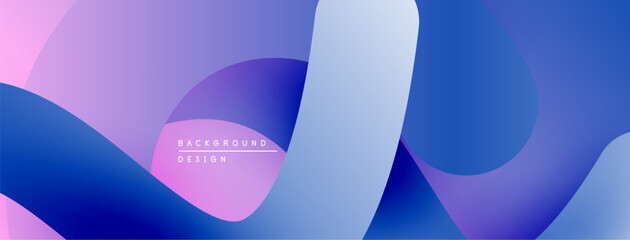 Aufkleber - Abstract fluid shapes, gradients. Purple, blue, pink hues create dynamic composition. Modern design element for backgrounds.