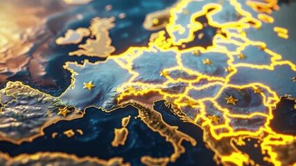 Poster - Detailed European Map Illustration Highlighting Countries, Borders, and Geographic Features in Vibrant Colors  4k video footage
