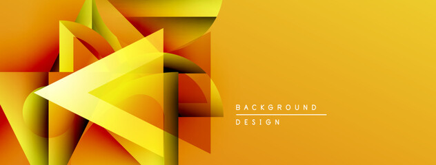 Aufkleber - Abstract geometric shapes, vibrant orange, yellow hues. Modern design, dynamic composition, suitable background element.