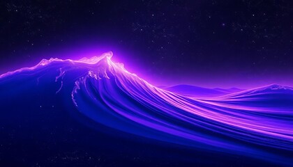 Wall Mural - Ethereal purple wave crests over a cosmic starry expanse, leaving ample empty space, mystical, night sky
