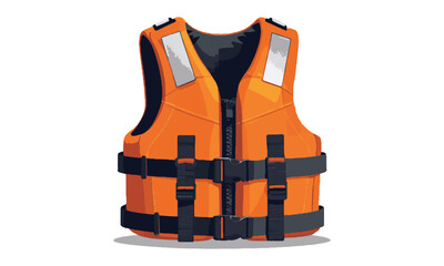 a realistic yet clean vector illustration of an orange life jacket with black, easily scalable and e
