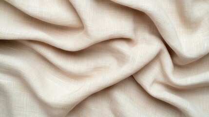 Poster - Close-Up of Textured Linen Fabric Showcasing Soft, Natural Elegance and Subtle Color Variations for Design Use