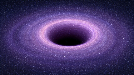 Wall Mural - A mysterious black hole surrounded by a glowing purple galaxy and countless stars in deep space.