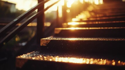 Aufkleber - A close-up view of a set of stairs with steps and railing