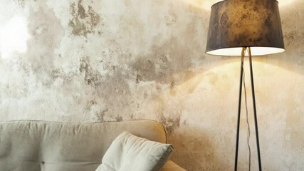 Poster - A warm and inviting living room scene with a couch and a lamp