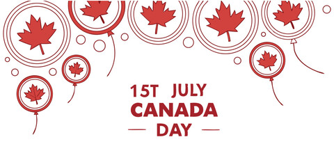 Poster - Canada Day Celebration Vector Art Festive illustration featuring red maple leaves and balloons. Perfect for July 1st promotions, patriotic designs, and Canadian-themed projects.