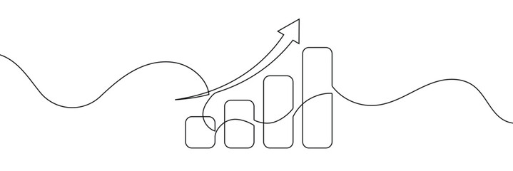 Poster - Growing graph in continuous line drawing style. Line art business chart icon. Vector illustration. Abstract background