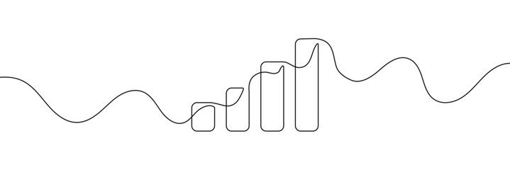 Poster - Growing graph in continuous line drawing style. Line art business chart icon. Vector illustration. Abstract background