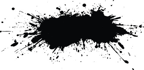 Aufkleber - Abstract black in splash, paint, brush strokes, stain grunge isolated on white background,	