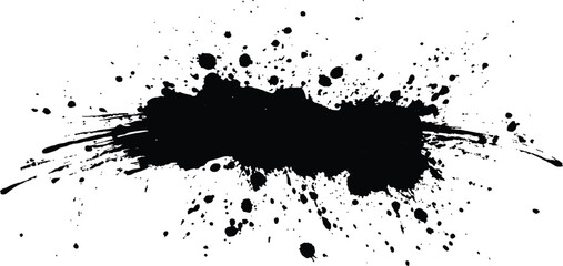 Aufkleber - Abstract black in splash, paint, brush strokes, stain grunge isolated on white background,	