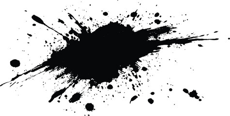 Aufkleber - Abstract black in splash, paint, brush strokes, stain grunge isolated on white background,	