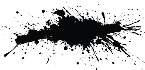 Aufkleber - Abstract black in splash, paint, brush strokes, stain grunge isolated on white background,	