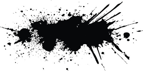Aufkleber - Abstract black in splash, paint, brush strokes, stain grunge isolated on white background,	