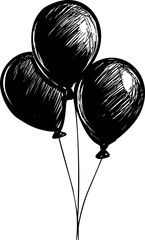 Poster - Three black sketch balloons drawing with shiny highlights. Vector illustration