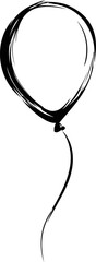 Aufkleber - Black ink brush drawing of a balloon with a long curly string. Vector illustration