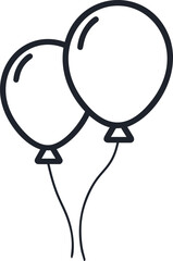 Poster - Line drawing of two balloons with strings, minimalistic art. Vector illustration