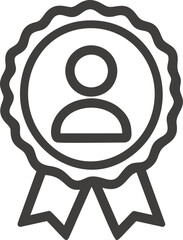 Aufkleber - Black and white badge icon with a person symbol in the center, conceptual illustration. Vector illustration