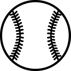 Aufkleber - Black and white illustration of a baseball with stitching detail, sports icon. Vector illustration