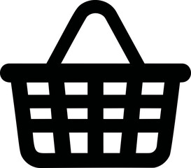 Poster - Simple black shopping basket icon with handle representing retail concept. Vector illustration