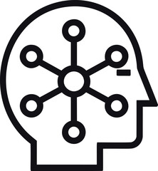 Poster - Outline of a human head with network connections symbolizing artificial intelligence. Vector illustration