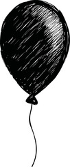 Poster - Black and white sketch of a balloon with string, hand-drawn illustration. Vector illustration